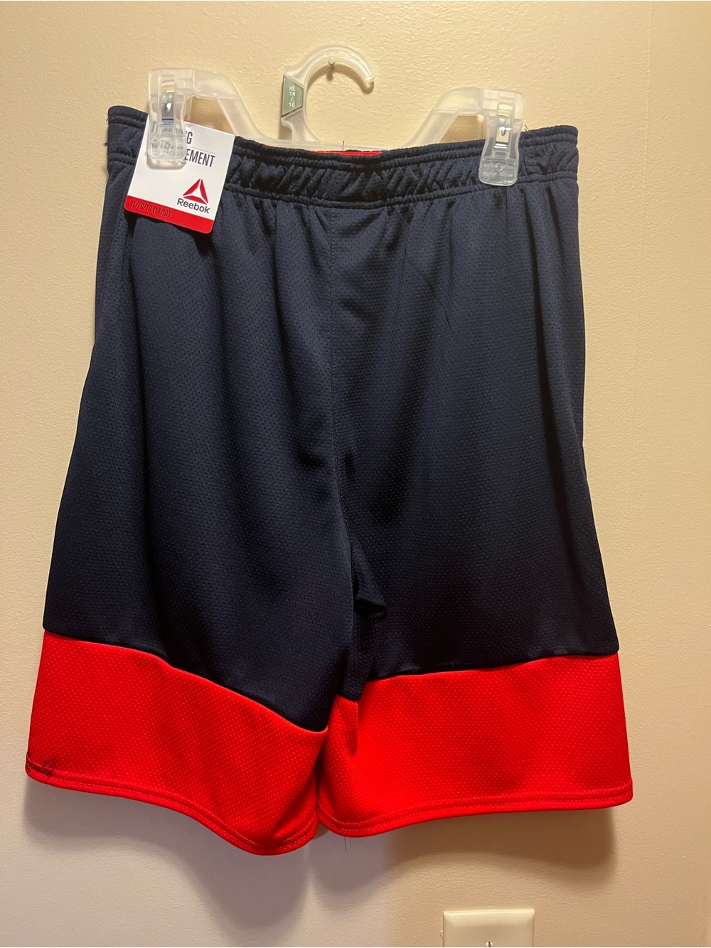 Reebok Men's Navy and Red Athletic Mesh Shorts